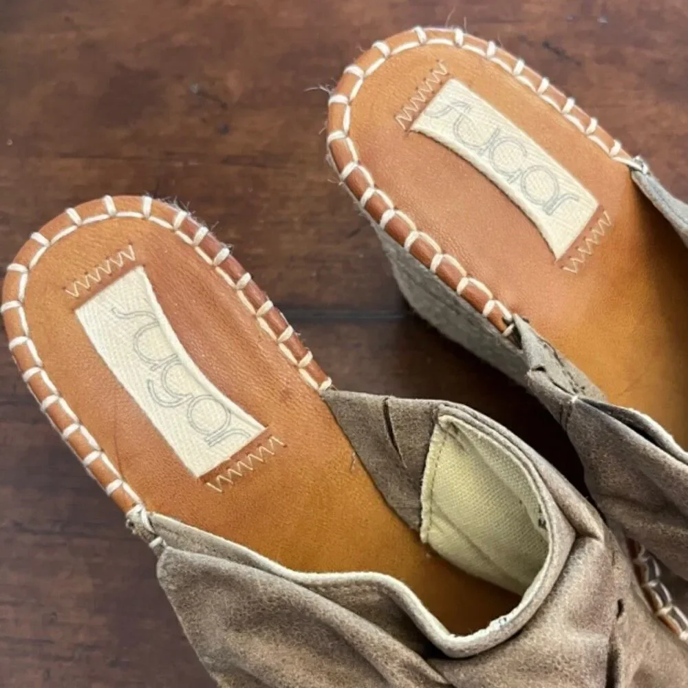 SUGAR Womens Tan‎ Canvas Platform Sandals Size 9